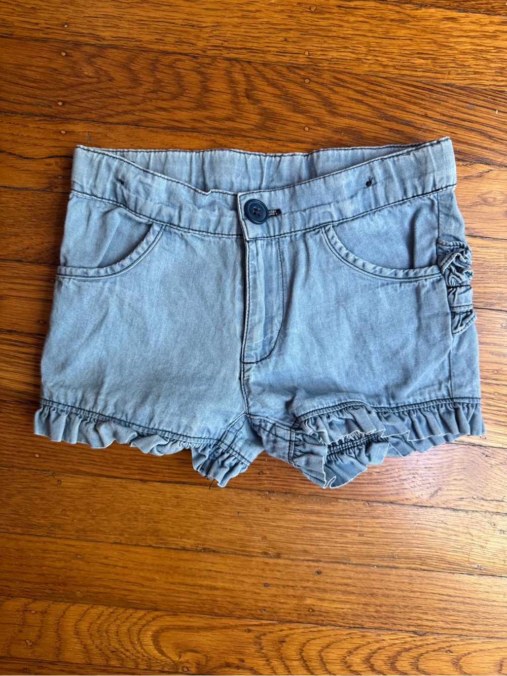 Ruffle Butts Light Blue Denim Ruffle-Hem Shorts Size 3T